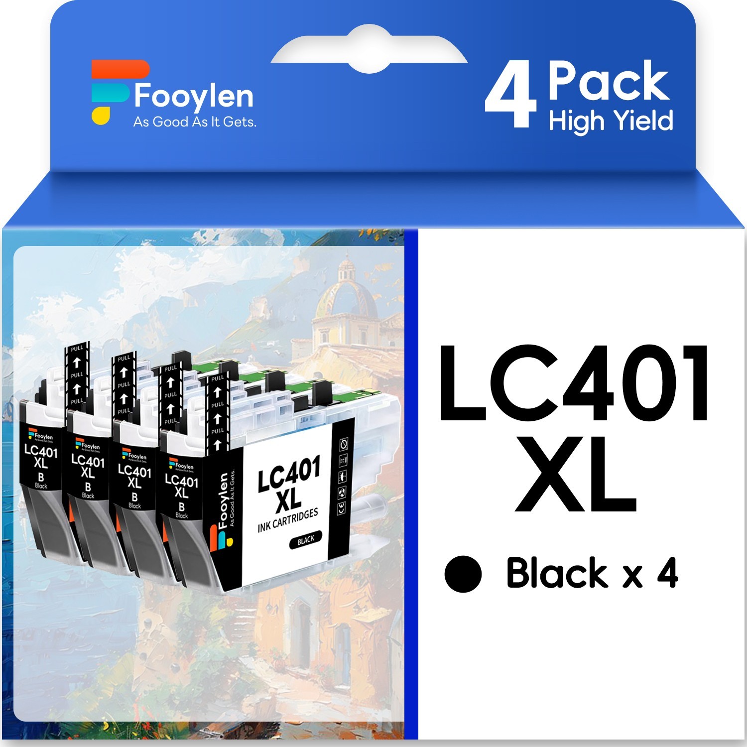 4pk LC401 XL Black Ink Cartridge for Brother MFC-J1010DW MFC-J1012DW MFC-J1170DW