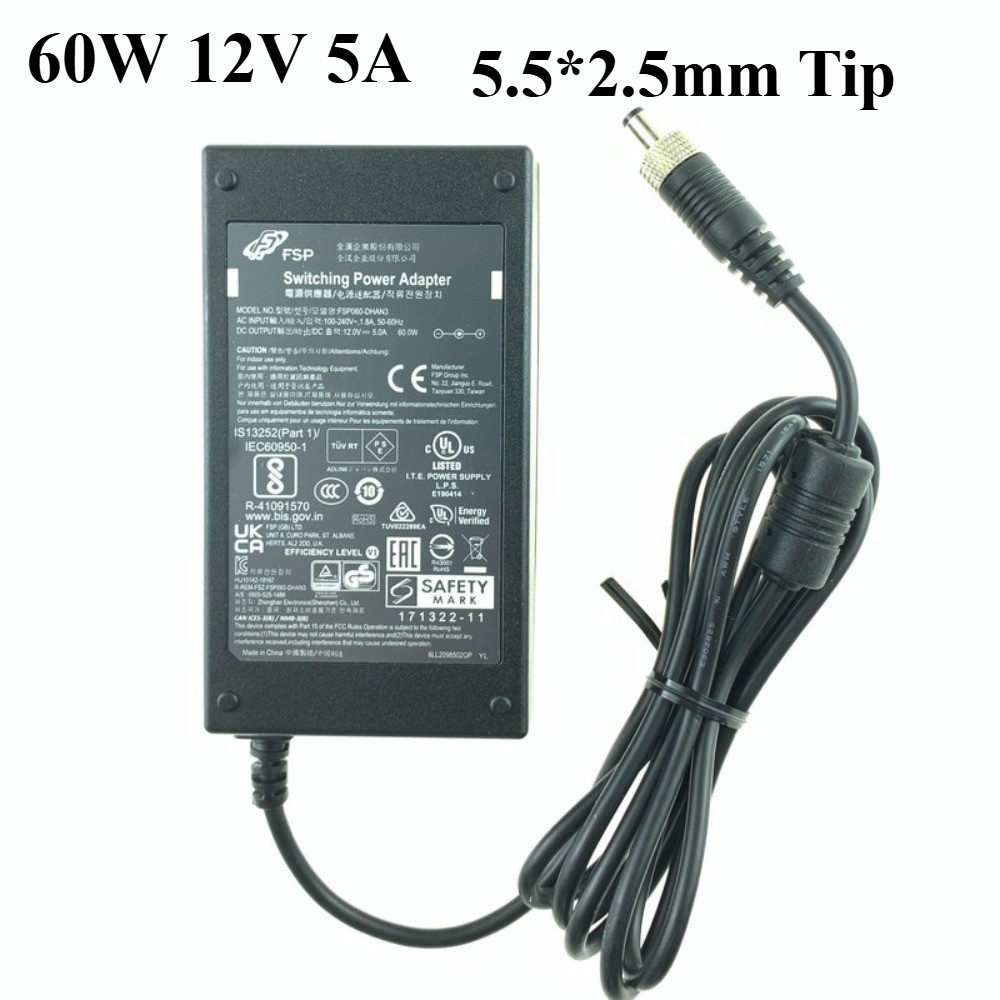 Genuine FSP 60W 12V 5A Charger FSP060-DHAN3 Power Supply 5.5*2.5mm Tip Adapter