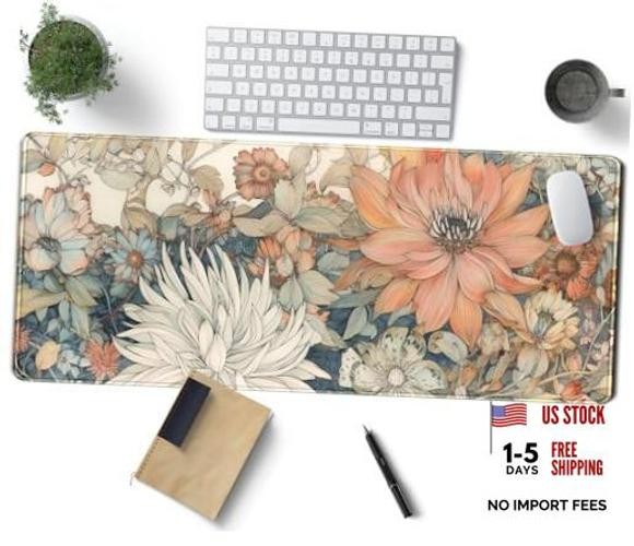 Japanese Minimalist Floral Desk Mat Aesthetic Flowers Pastel Minimalist Floral