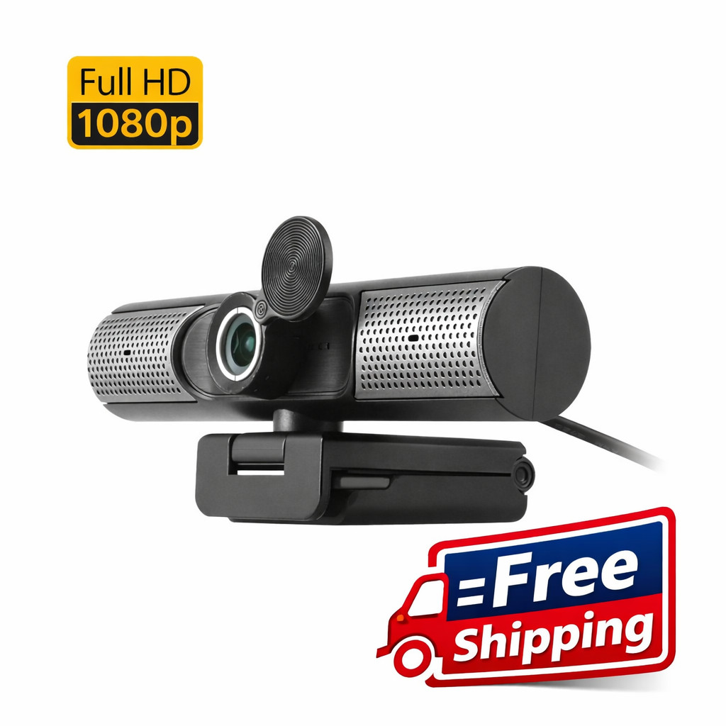  HD 1080P Webcam, USB-C/USB-A, w/Built-in Speakers & Mic,Black,AWCS06F 