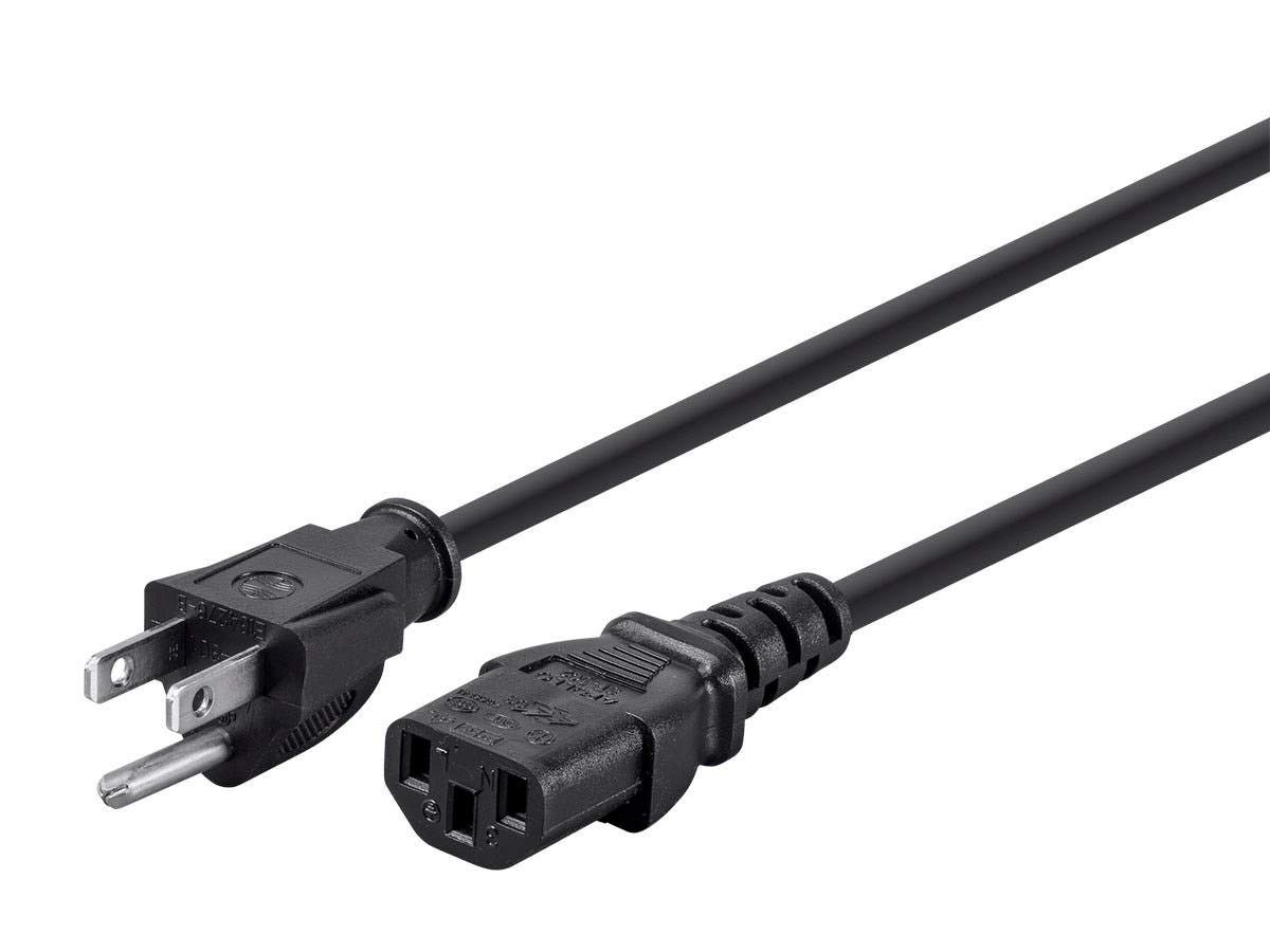 Monoprice 15ft 18AWG Power Cord Cable w/ 3 Conductor PC 15 Feet, Black