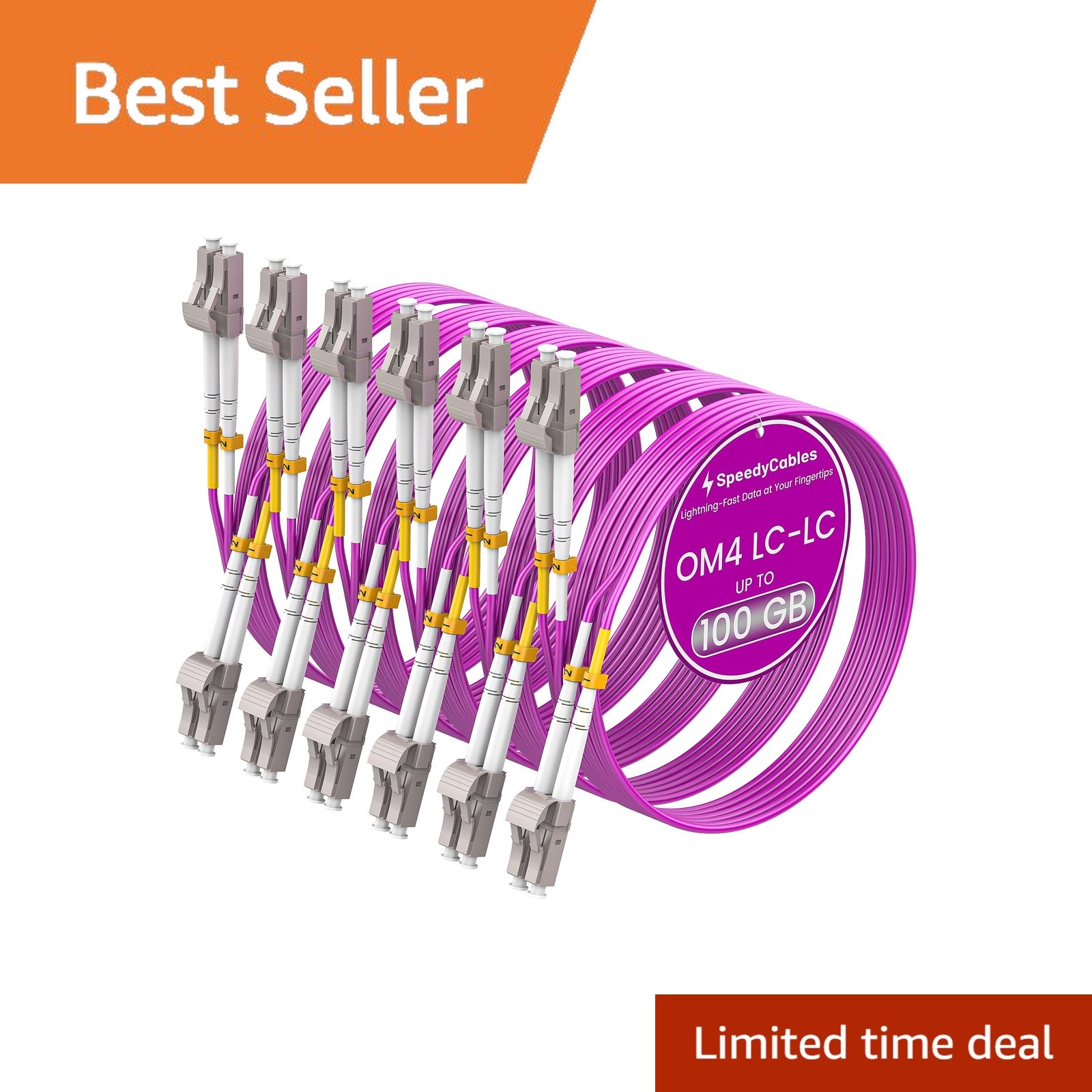 SpeedyCables OM4 LC Fiber Patch Cable 10m 6-Pack