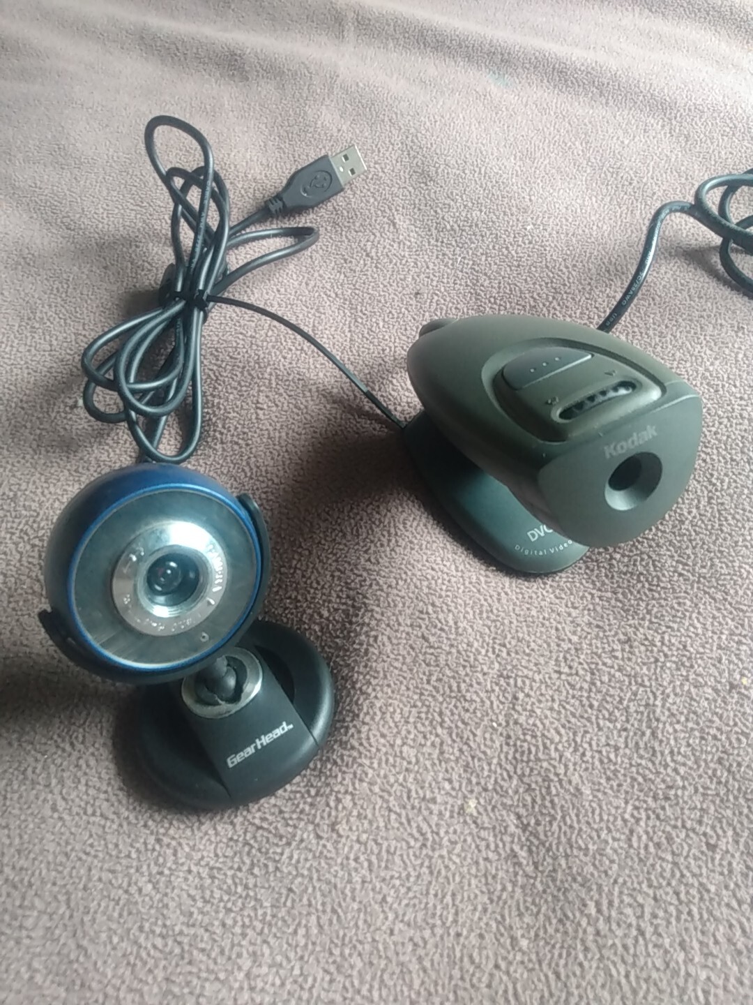Lot of 2 USB Computer Webcam Video Cam Adjustable Gear Head & Kodak DVC325 