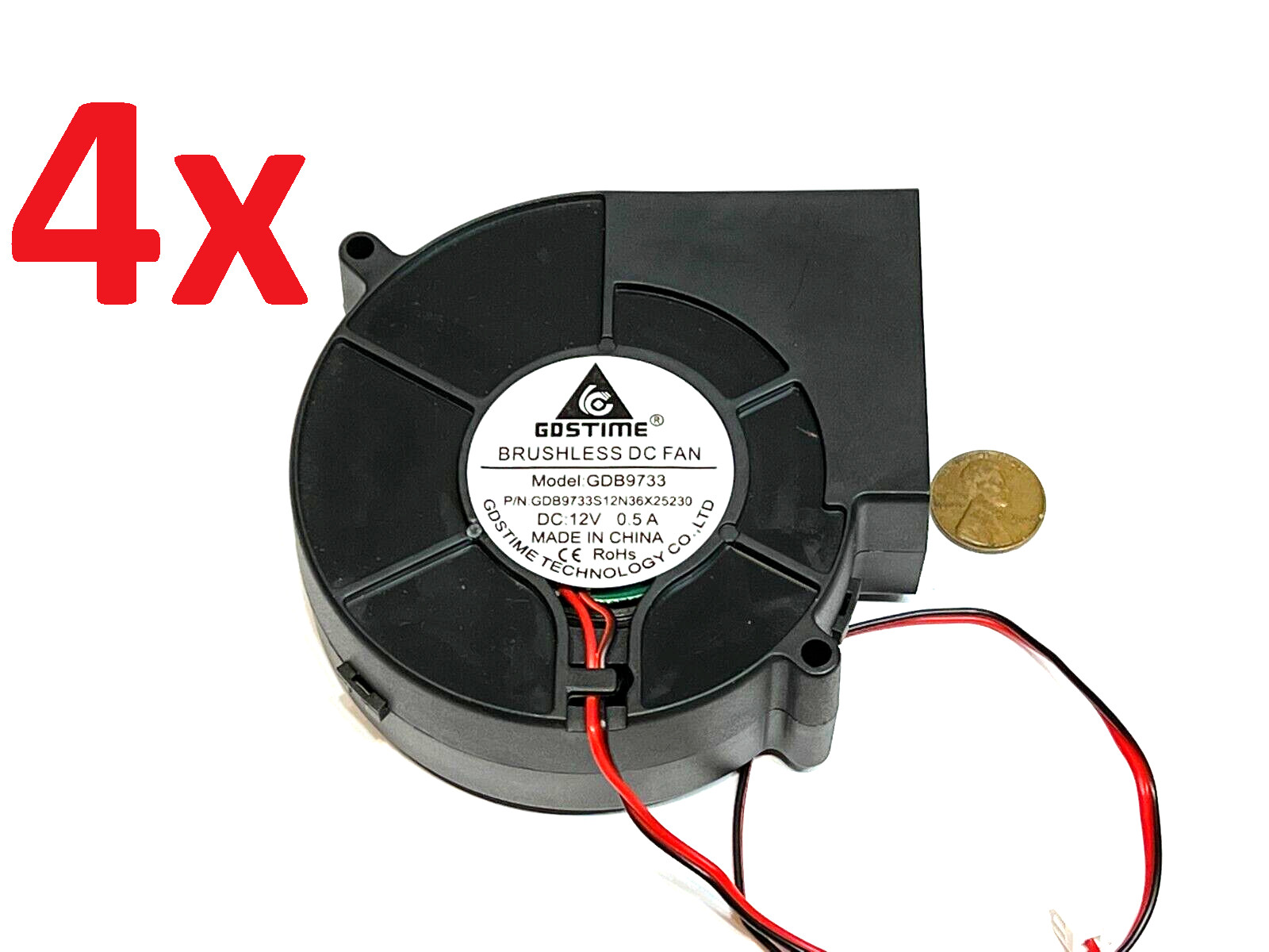 4x Large 9733 Blower Fan 97mm x 33mm 12V DC High Speed 2pin squirrel 90mm 9cm A1