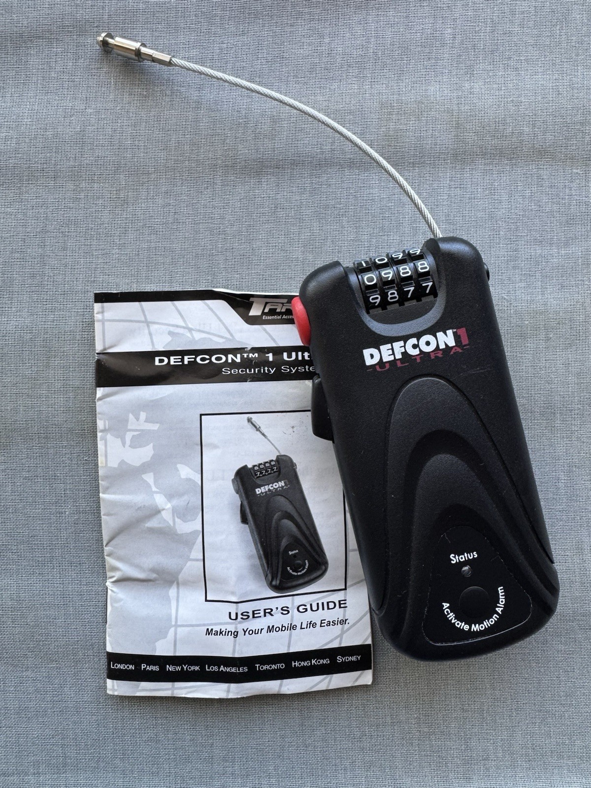 Targus DEFCON 1 Ultra PA400U Laptop Security Lock Alarm w/ Cable & Manual