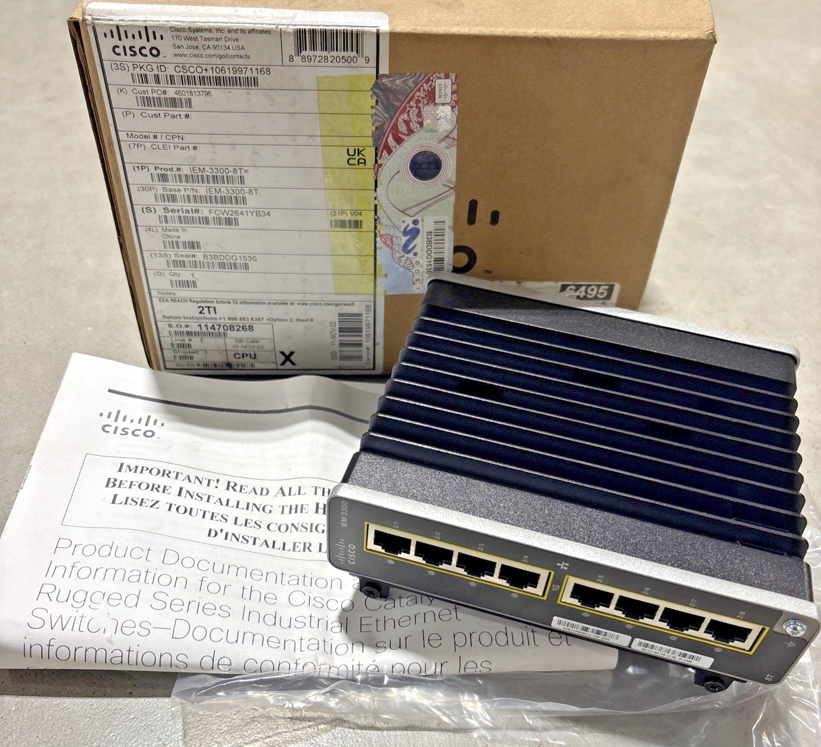 Cisco IEM-3300-8T Catalyst Industrial Switch 8 Ports Expansion Module *NEW*