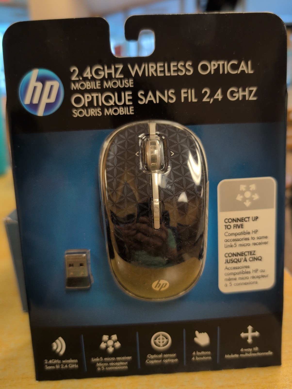 NEW HP Wireless Optical Mobile Mouse 4-Button 4-Way Scroll Link-5 Sealed
