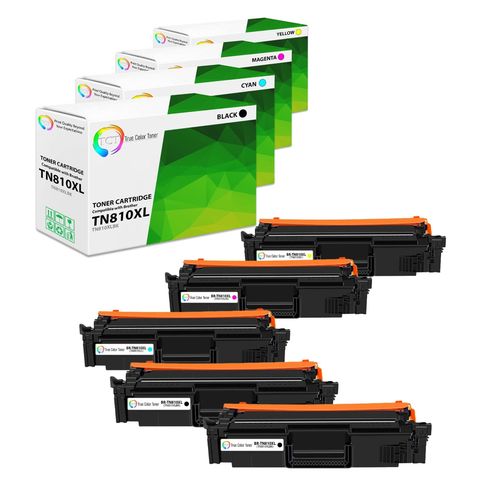 5PK TCT Premium TN810 BCYM HY for Compatible Brother L9410CDN Toner Cartridge