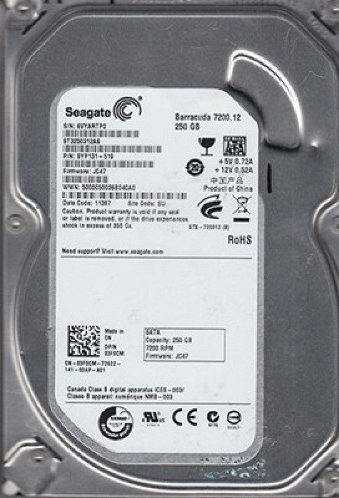 250GB 7200 SATA HARD DRIVE 3.5 3H Tested Working