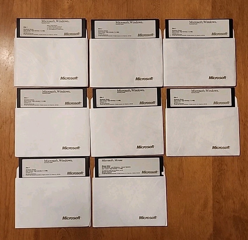 "Vintage" Microsoft Windows 3.1 Operating System 5.25-inch - 7 Discs
