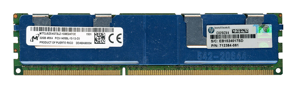 SERVER RAM MEMORY HP 712384-081 DDR3 32GB 1866MHz MT72JSZS4G72LZ-1G9E2A7CE ECC