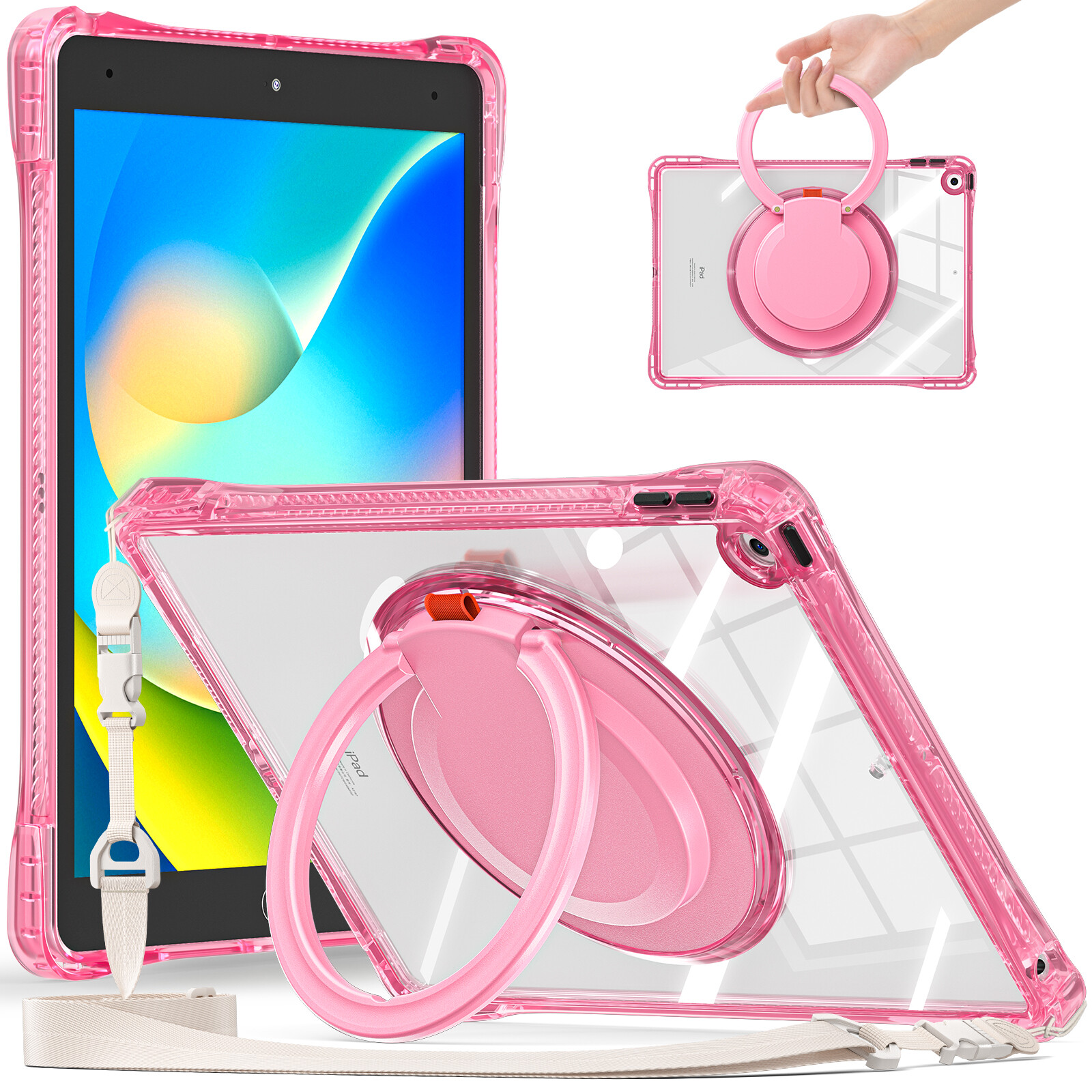 For Apple iPad 10/9/8/7th Gen Shockproof Case with 360 Rotating Stand+Hand Grip