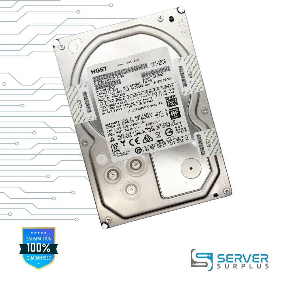 HGST HUS726060AL5215 6TB SAS 12Gb/s 3.5 in Enterprise HDD | 0F22821