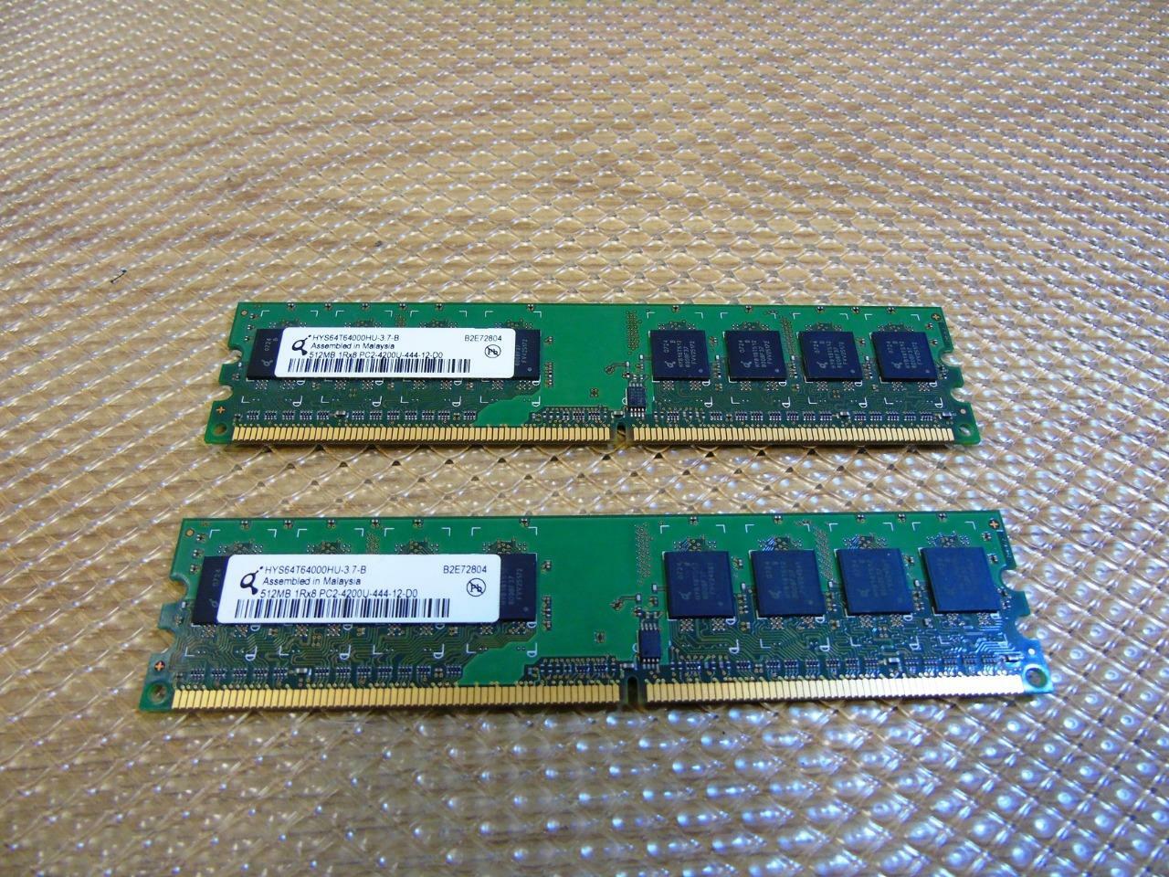 Qimonda 1GB (2 x 512MB) HYS64T64000HU-3.7-B Desktop Memory Module 1Rx8 PC2-4200U