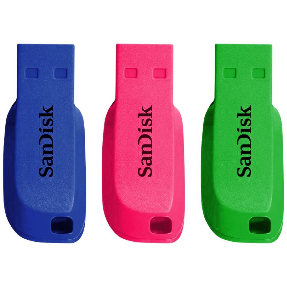 Genuine Aussie Stock SanDisk 32GB Cruzer Blade USB Flash Drive 3 Pack Bright USB