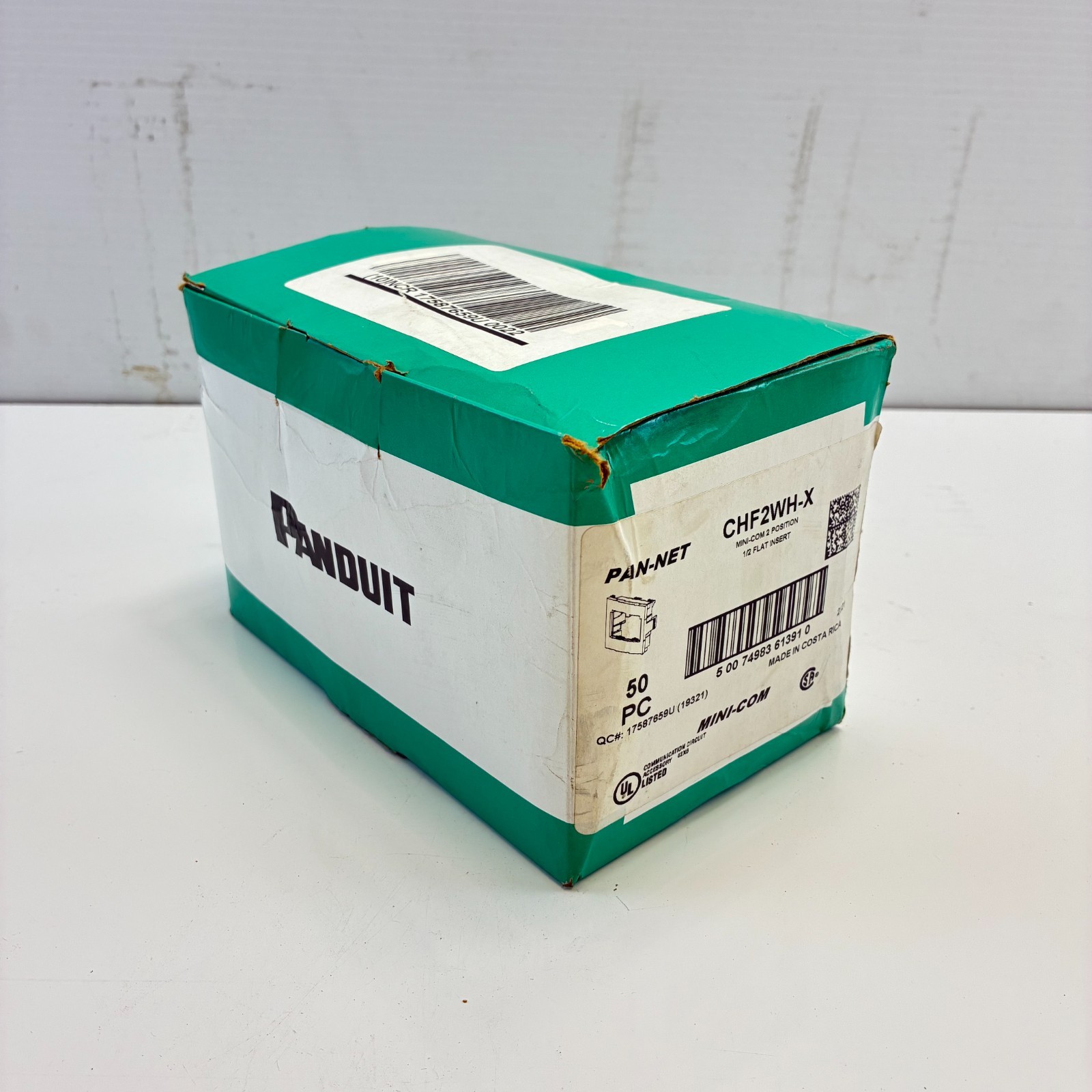 PANDUIT CHF2WH-X Modular Insert Flat 1/2 Size ABS 2 Port White (50 PIC.)