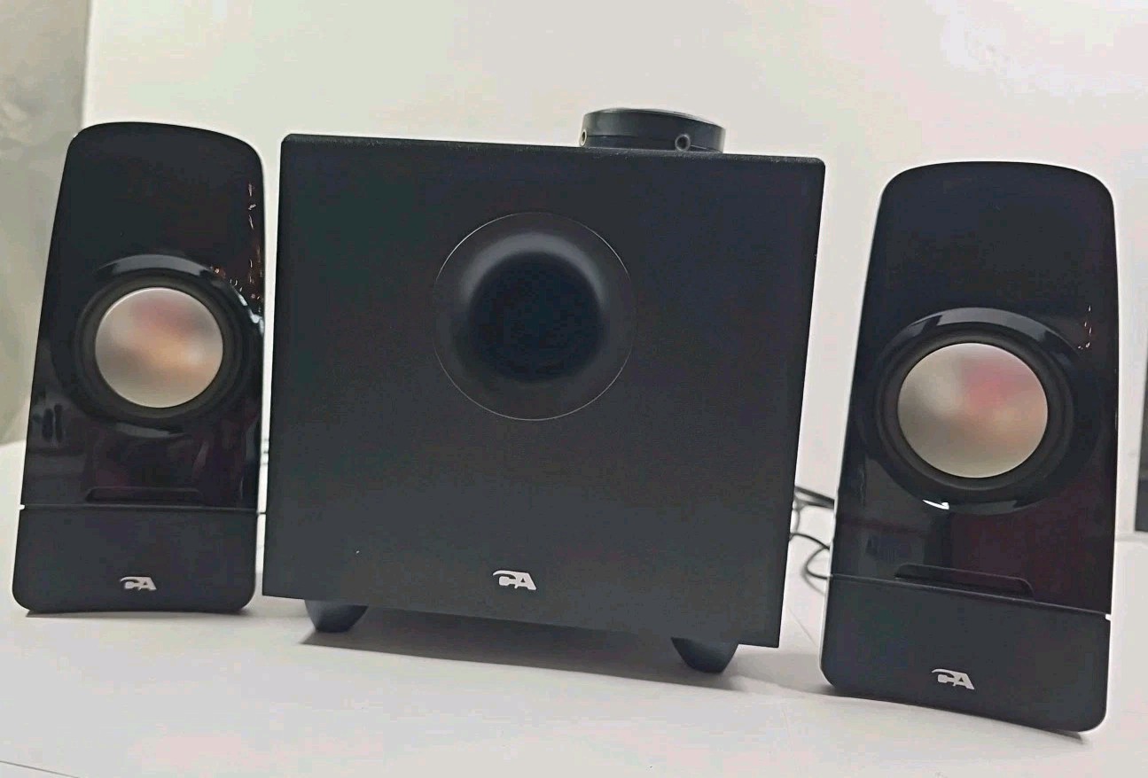 Cyber Acoustics CA-3350 3 Piece Powered Speaker System Speakers With Subwoofer