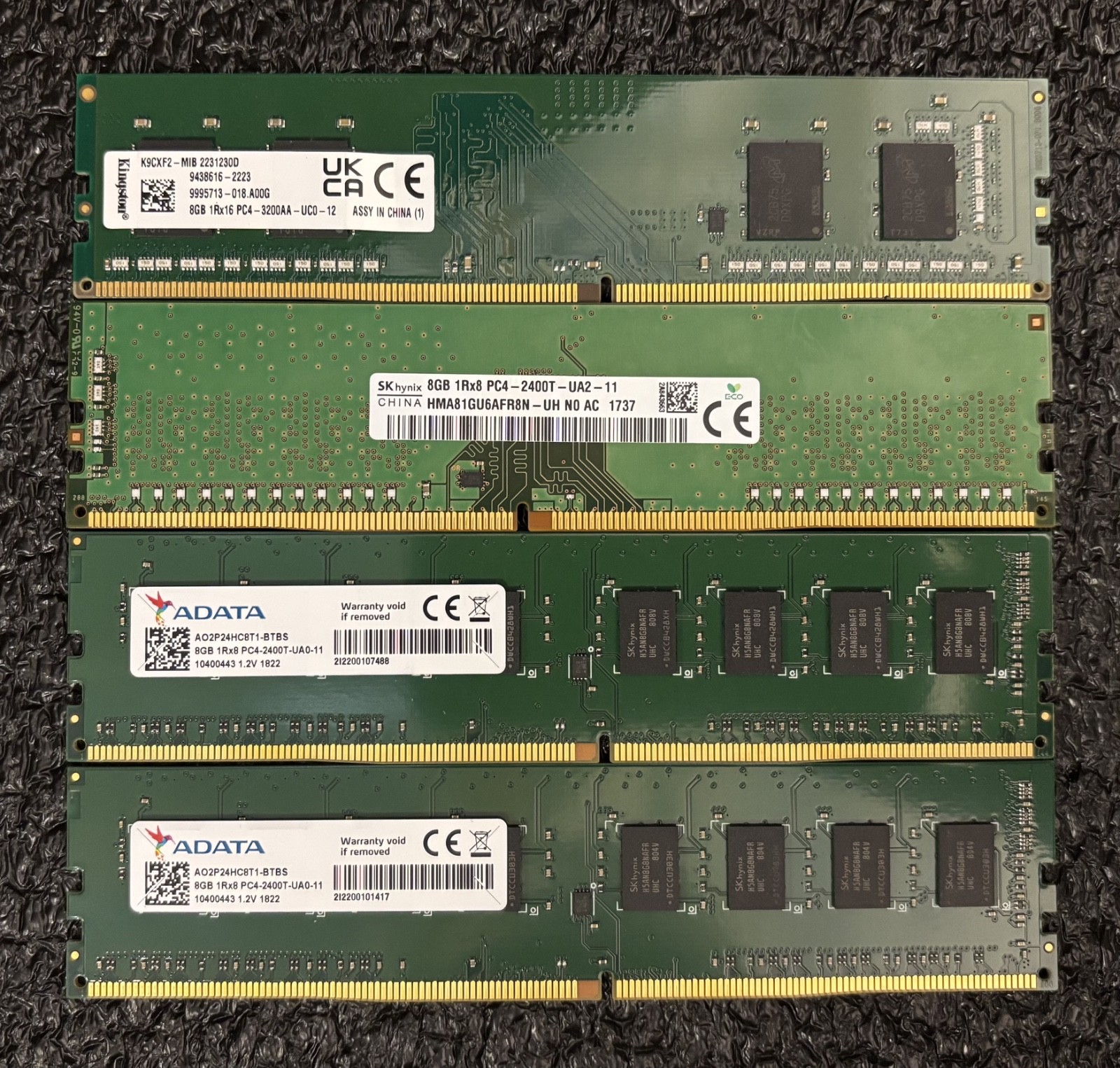 Lot of 4 | 8GB PC4 Desktop RAM | MIXED SPEEDS/BRANDS