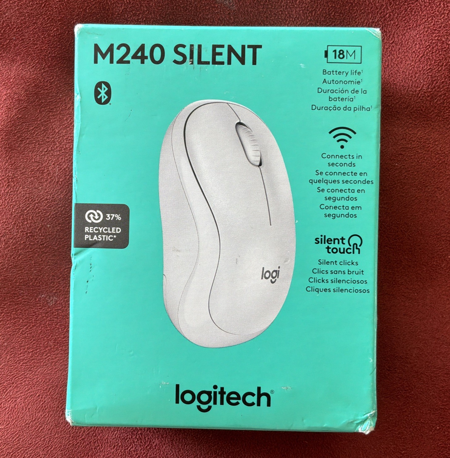 Logitech M240 Silent Bluetooth Mouse Wireless Compact White NEW