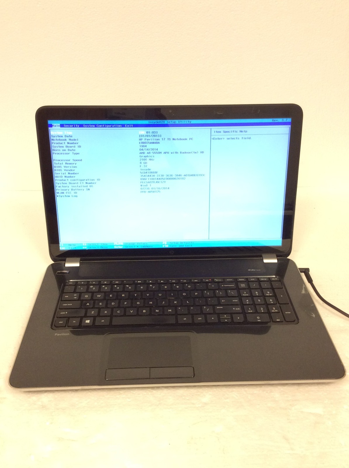 HP 17-E123CL 17.3" Touch Laptop AMD A8-5550M APU 2.10Ghz w/ 8GB Ram, No HD