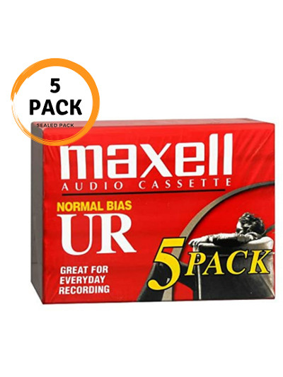 Maxell UR 90 Cassette Tape (5PK) Normal Bias 108562 / 90 Minute Audio Tape -NEW