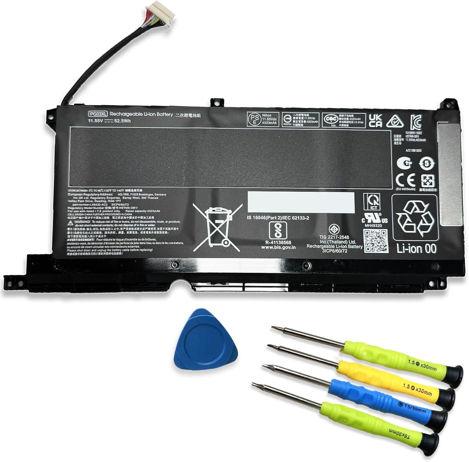 PG03XL 52.5Wh L48495 005 Laptop Battery Replacement for HP Pavilion Gaming 15