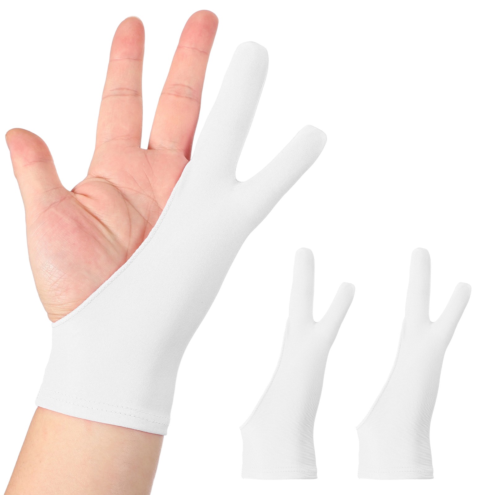 2pcs Artist Drawing Glove l Size Two Fingers Graphics Painting Glove, White