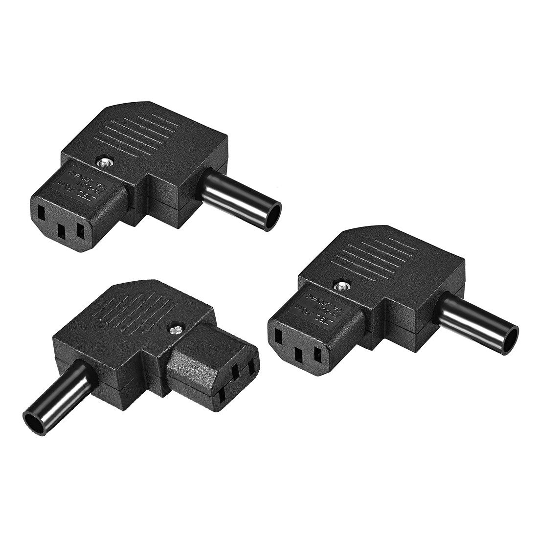 AC110-250V 10A Female IEC320 C13 Power Socket Adapter Connector Right Angle 3Pcs