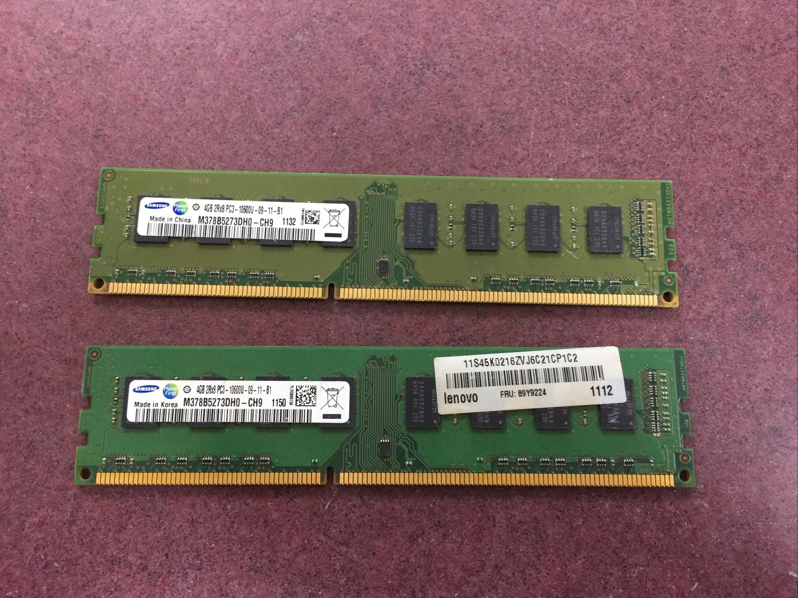 SAMSUNG 8GB (2x4GB) 2Rx8 PC3-10600U DDR3 DESKTOP Memory RAM