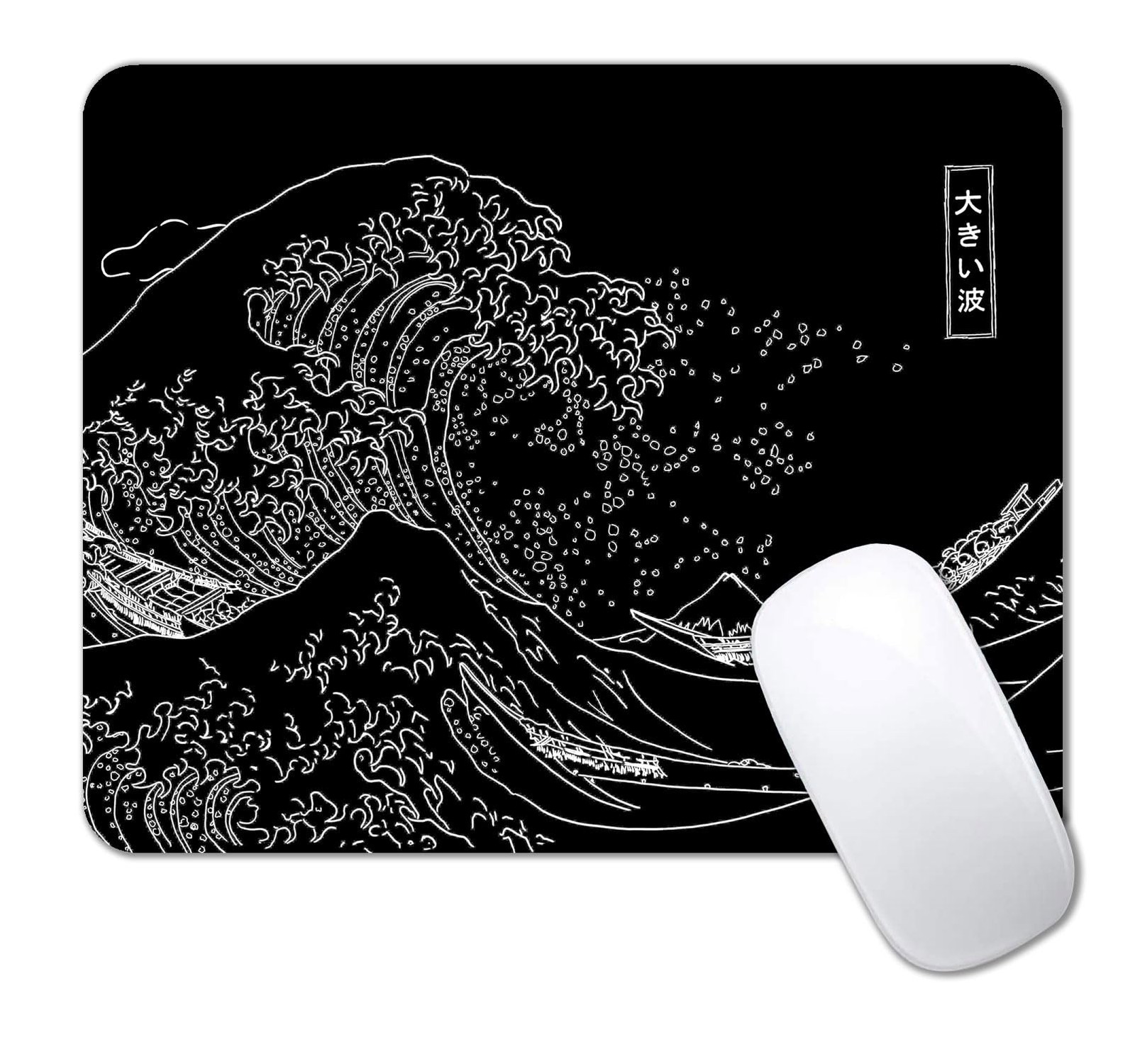 IMAYONDIA Japanese Great Wave 9.5 x 7.9 inches, Black and White