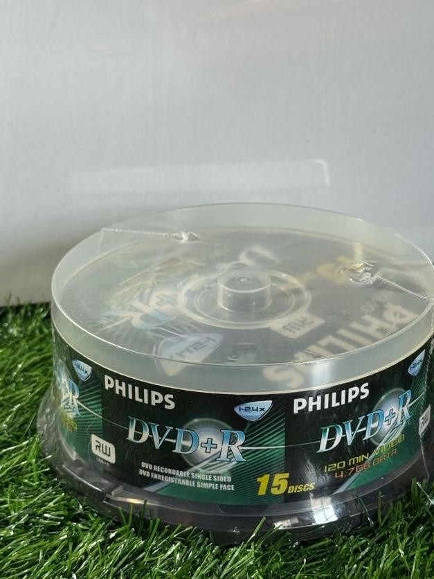 Philips DVD+R 24x 4.7GB 120min 15 Pack Spindle Blank Discs New Sealed Recordable