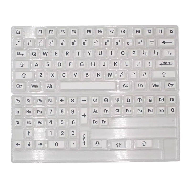 125PCS Keycaps Original Height Black and White Large Font Keycap Heat Sublimated