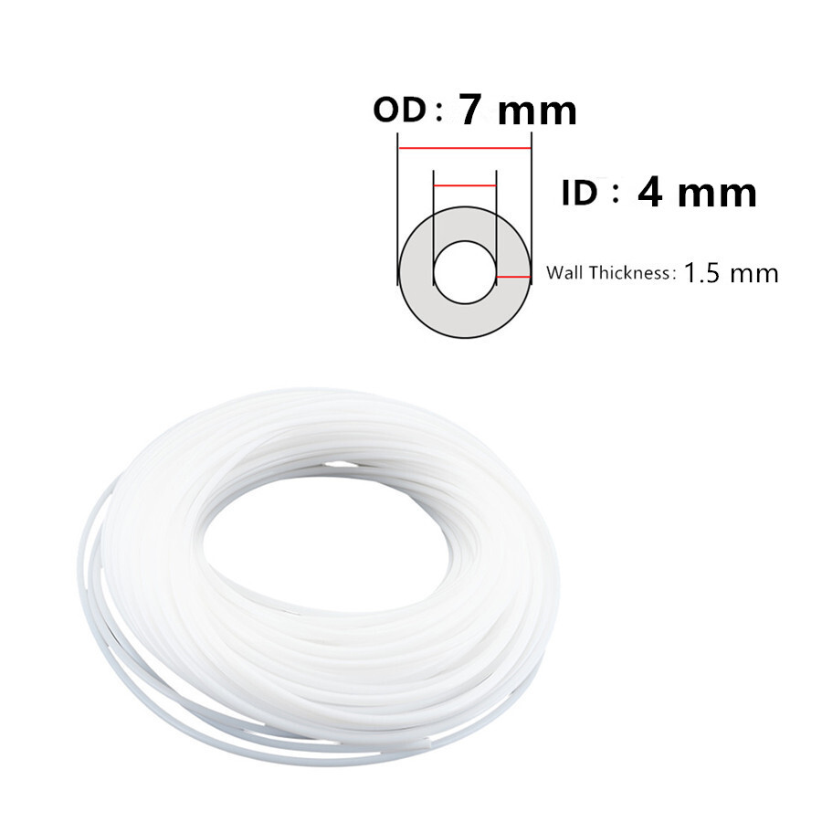 1M 3M 3ft 10ft PTFE / Teflon Tubing / Pipe 7 mm od x 4 mm / 5 mm / 6 mm id
