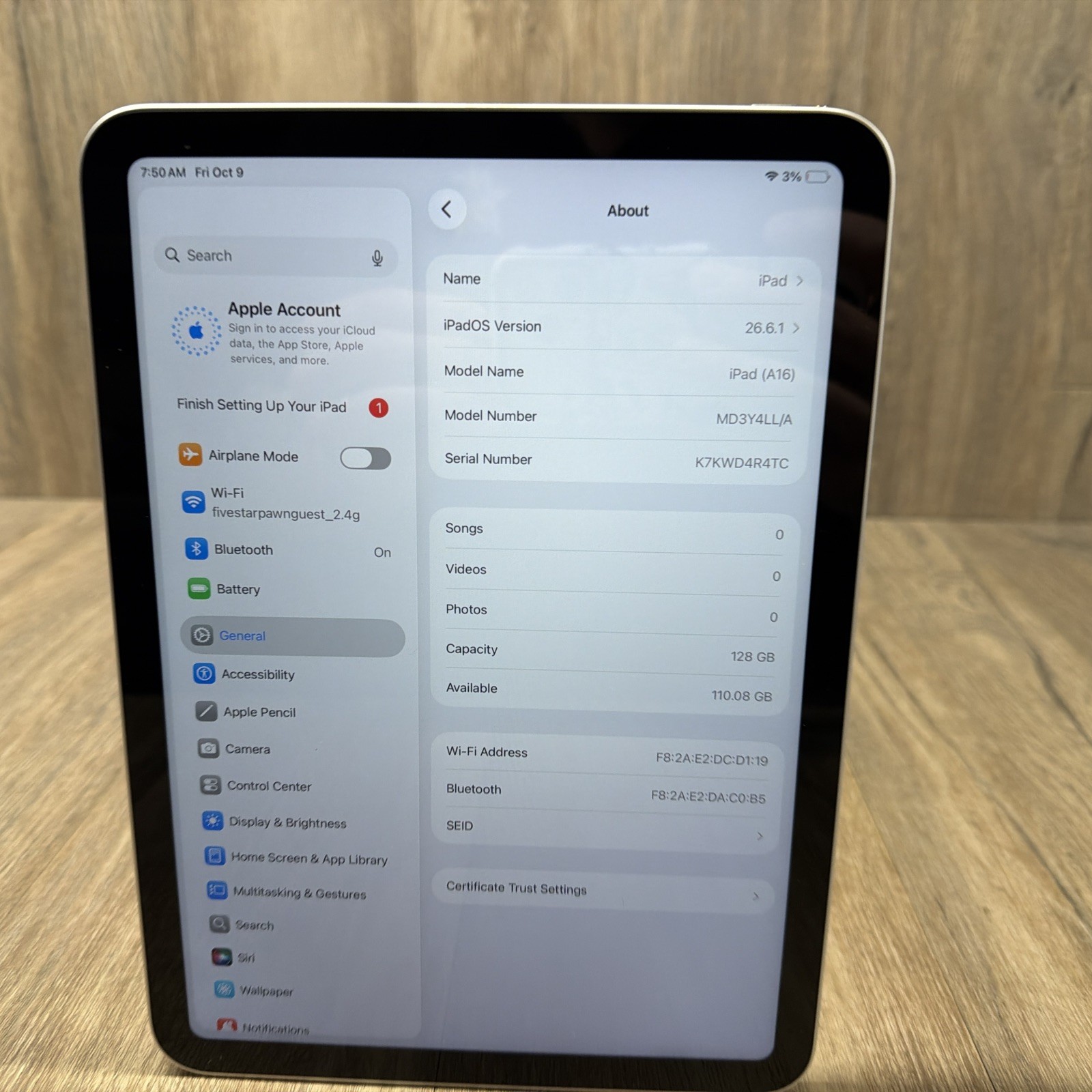 Apple iPad 11" 11th Gen A16 Chip Wi-Fi Tablet 128GB Silver MD3Y4LL/A