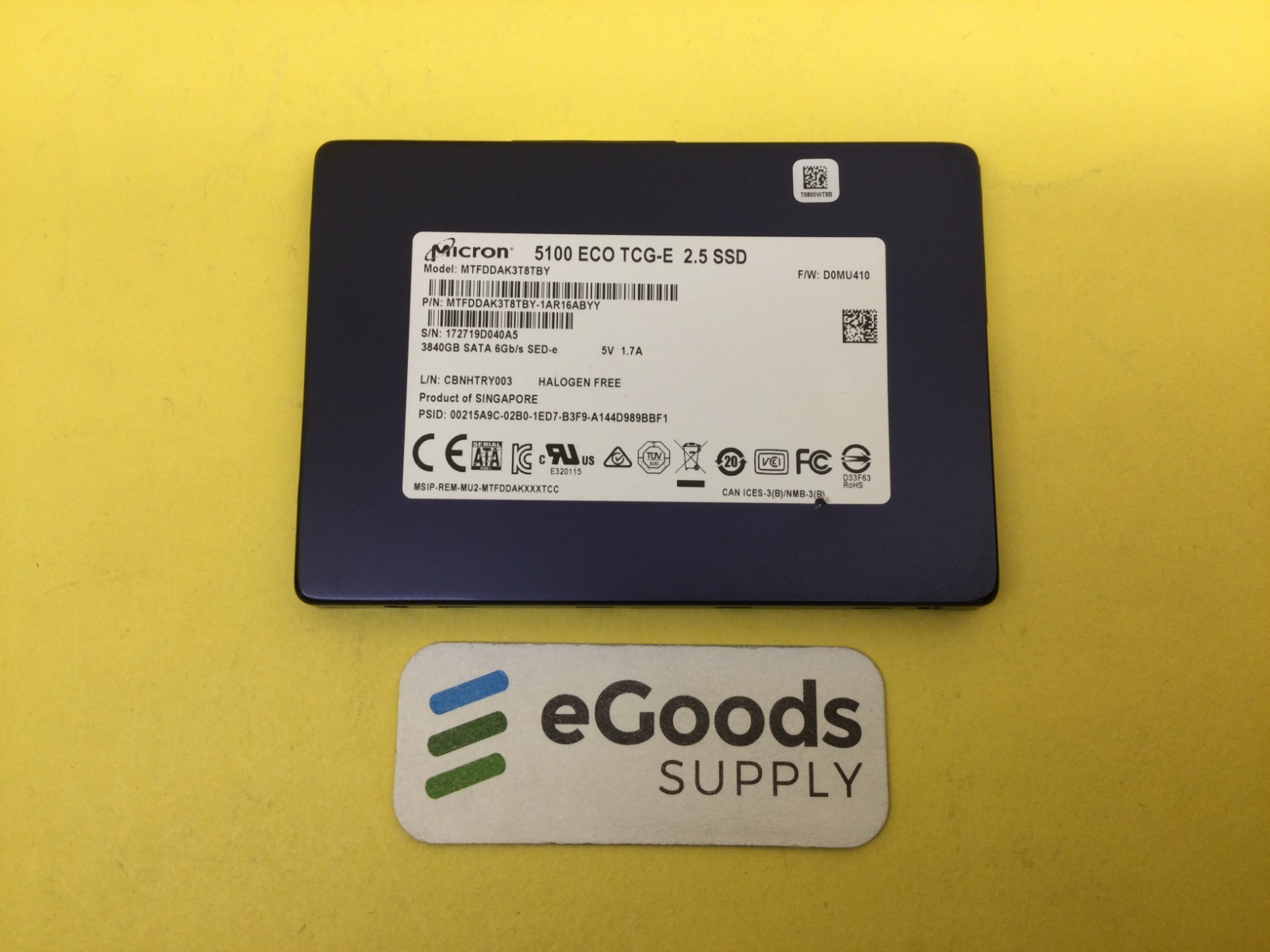 Micron 5100 ECO 3.84TB SATA 6Gb/s 2.5in SSD MTFDDAK3T8TBY***Health 60%-70%