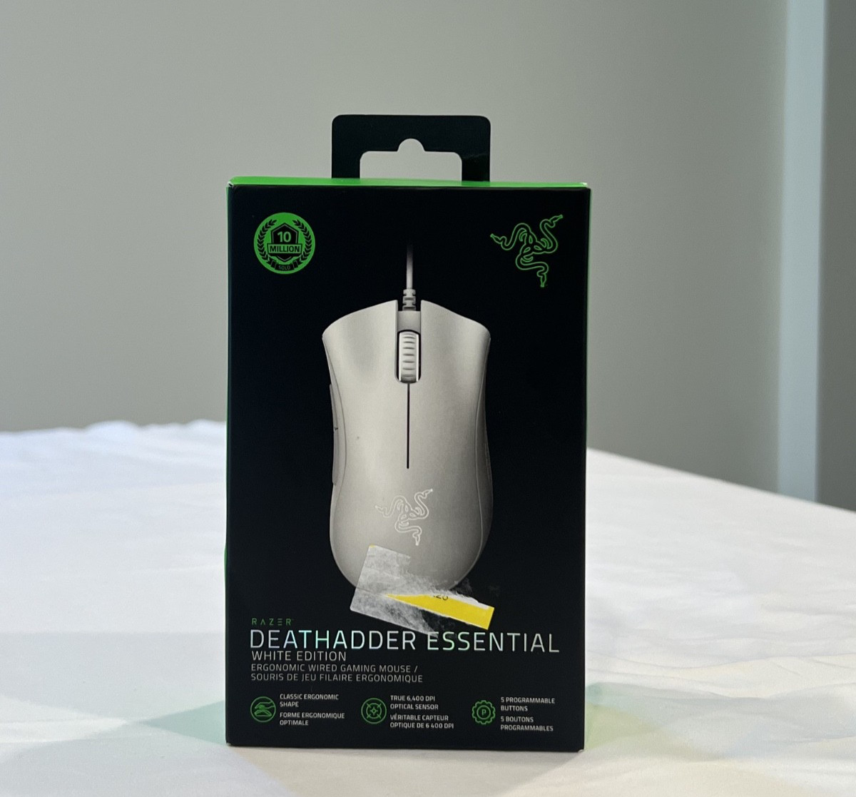 2 Pack Razer DeathAdder Essential White Edition Ergonomic Wired Gaming Mouse