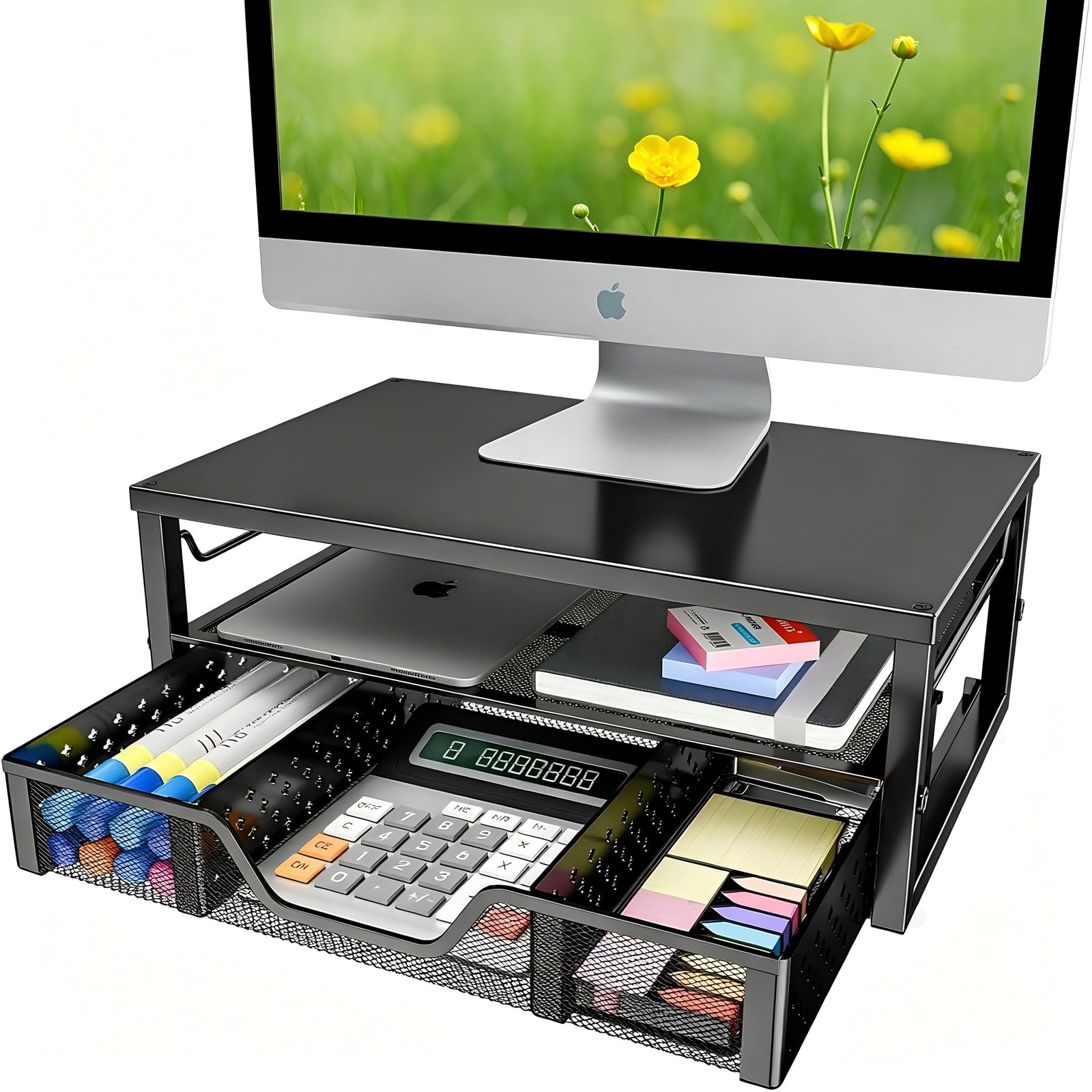 Simple Trending Desk Organizer and Accessories, 16"L x 10"W x 5"H, Black