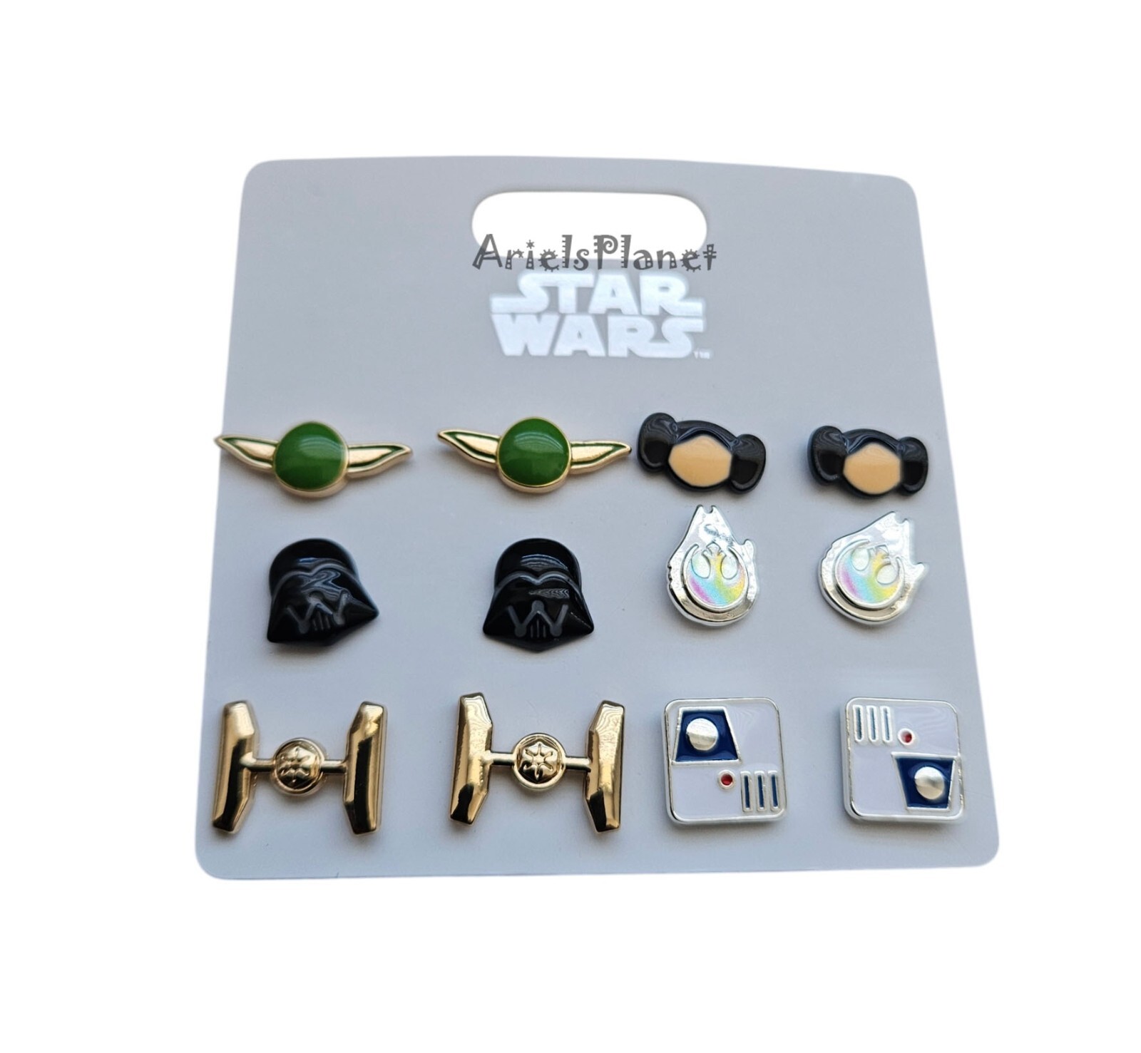 Disney Parks Star Wars Yoda Darth Vader Princess Leia Stud Earrings Set of 6