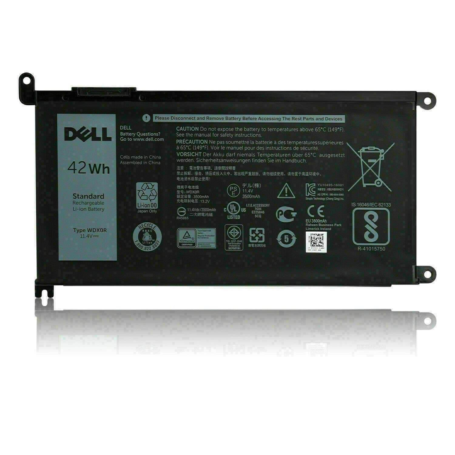 OEM Genuine 42WH WDX0R WDXOR For Dell Inspiron Battery 15 5567 5568 13 5368 7368