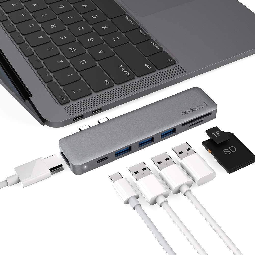 USB C Hub, dodocool 7-in-1 Type-C Adapter with 4K USB C to HD, SD/TF Card Reader