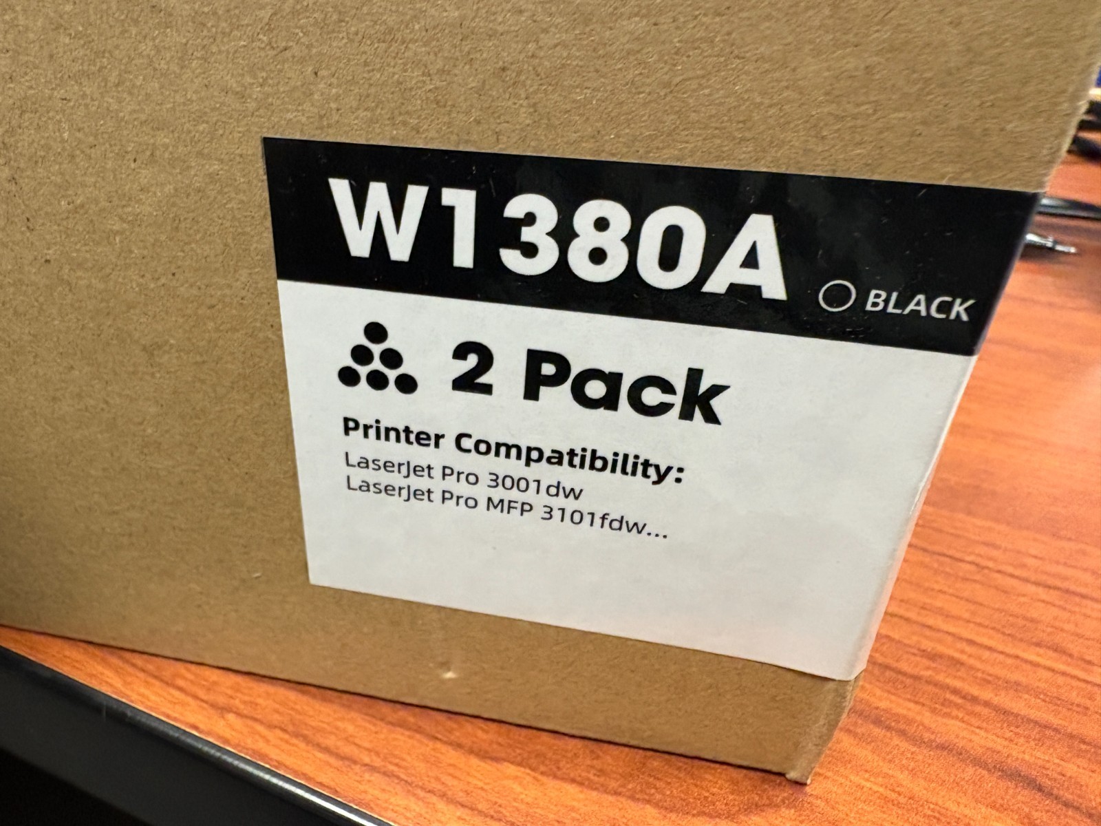 2-Pack W1380A Black Toner Cartridge – Compatible for HP LaserJet Pro 3001dw MFP