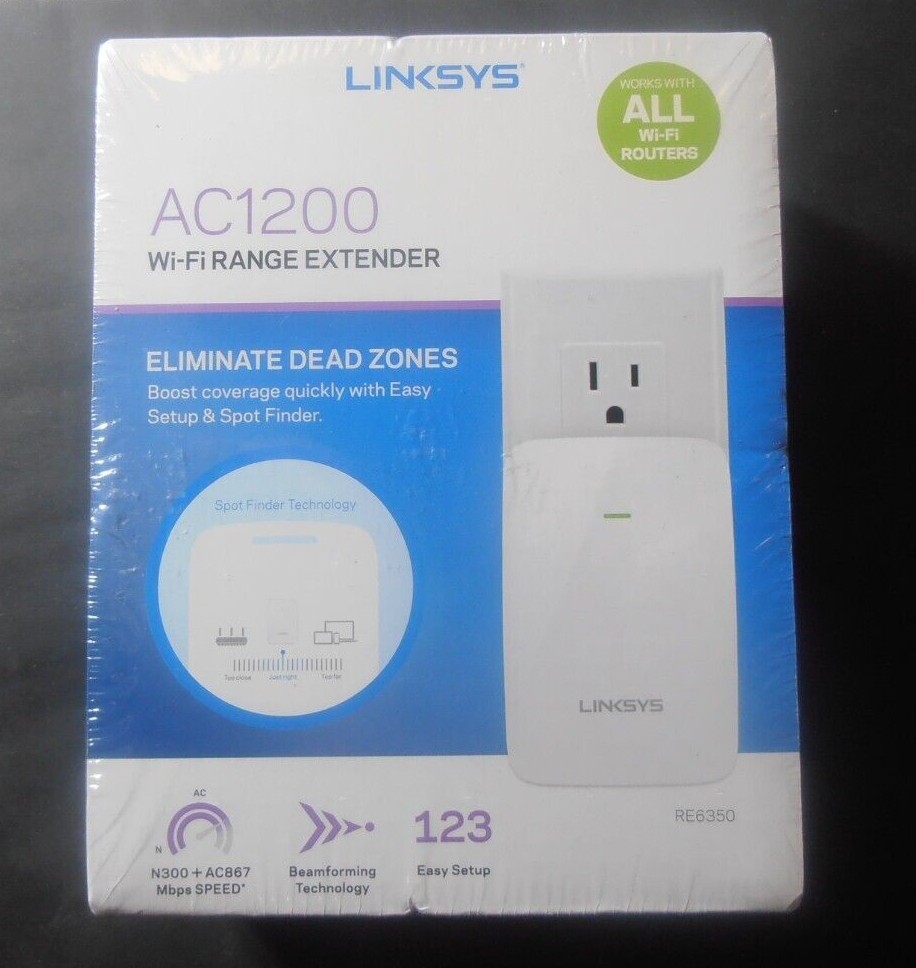 LINKSYS  Boost WiFi Range Extender up to 1000 sqft AC1200 RE6350 New