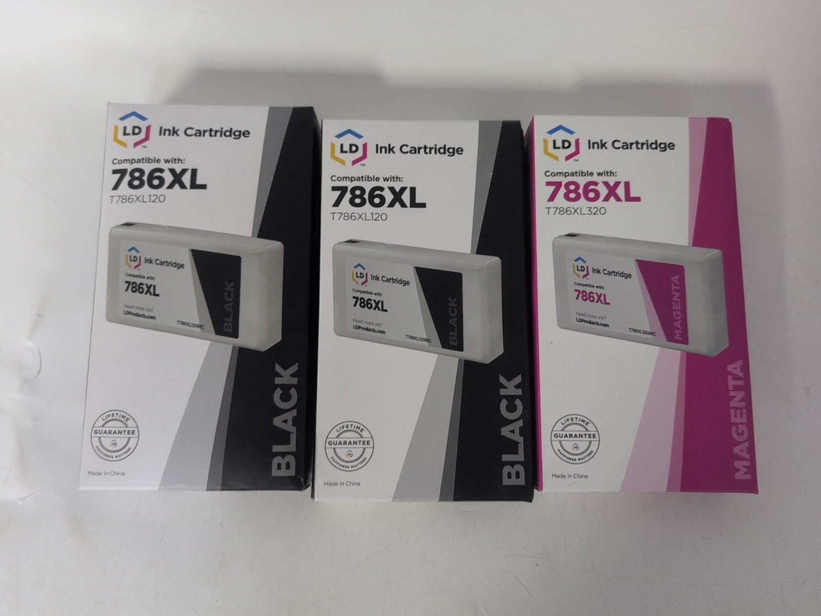 LOT OF 3 LD INK CARTRIDGE COMPATIBLE WITH: 786XL 2 BLACK - 1 MAGENTA