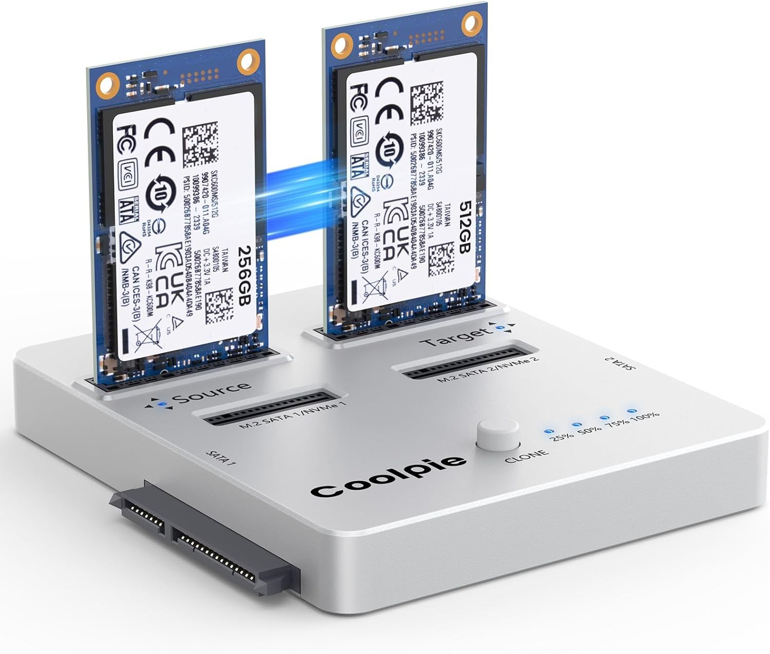 NVME/SATA 3-in-1 SSD Cloner, Coolpie CR311 Offline Clone M.2 Cloner, USB3.2 Gen
