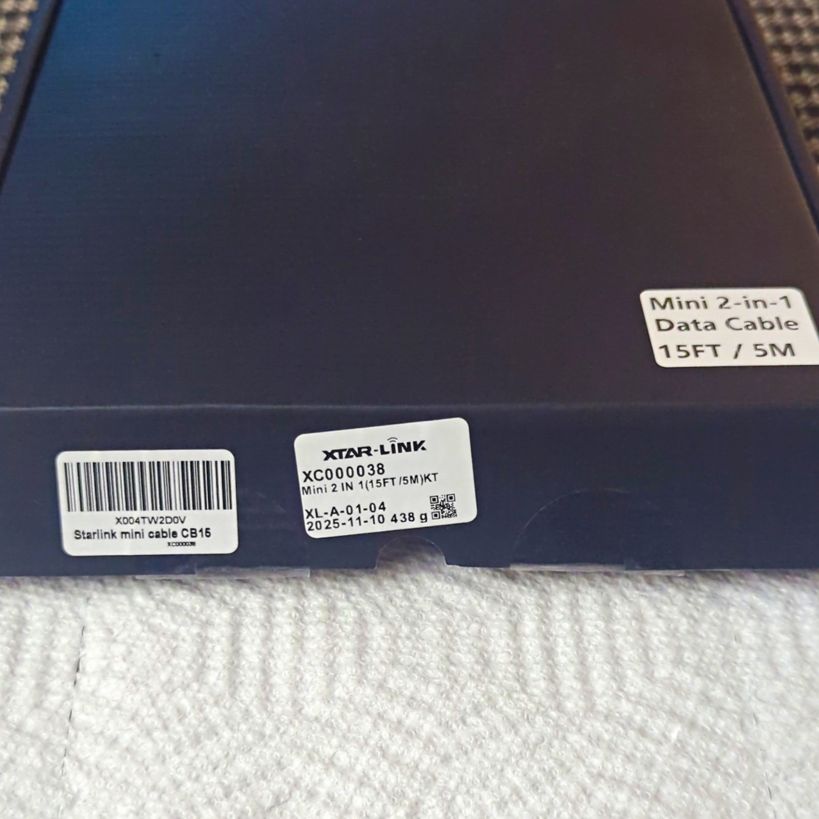XTAR-LINK Starlink Mini 2-in-1 Data Cable 15ft/5m Black XC000038