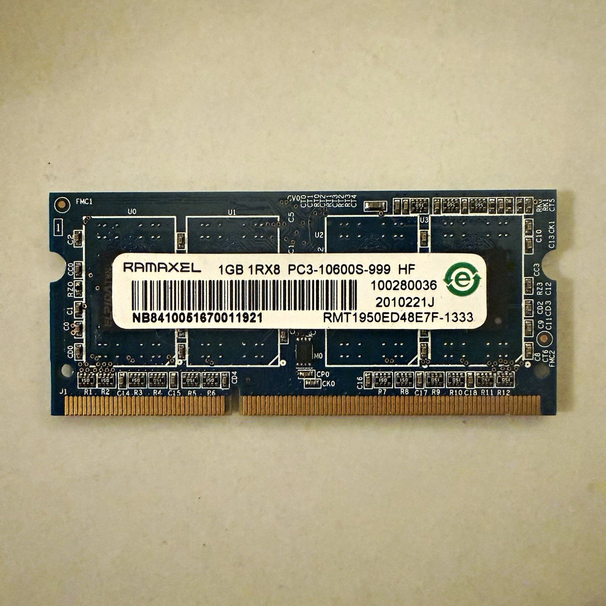 Ramaxel 1GB DDR3 SO-DIMM PC3-10600S 204-Pin 1Rx8 RAM RMT1950ED48E7F-1333