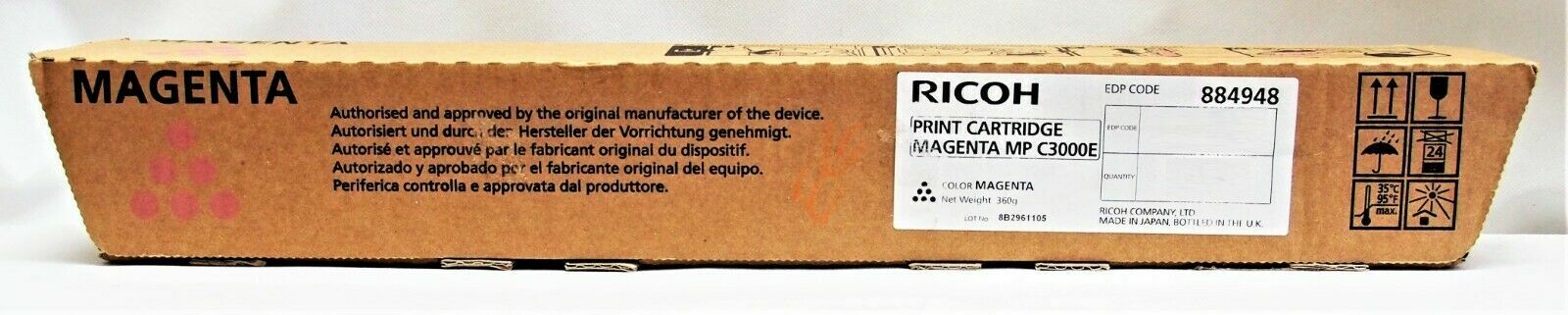 Genuine Factory Sealed Ricoh 884948 Toner Magenta for MP C3000 2000 2500