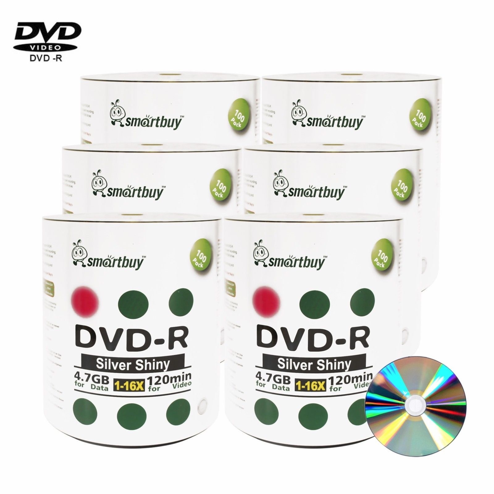 600 Pack Smartbuy 16X DVD-R DVDR 4.7GB Shiny Silver Music Video Data Record Disc