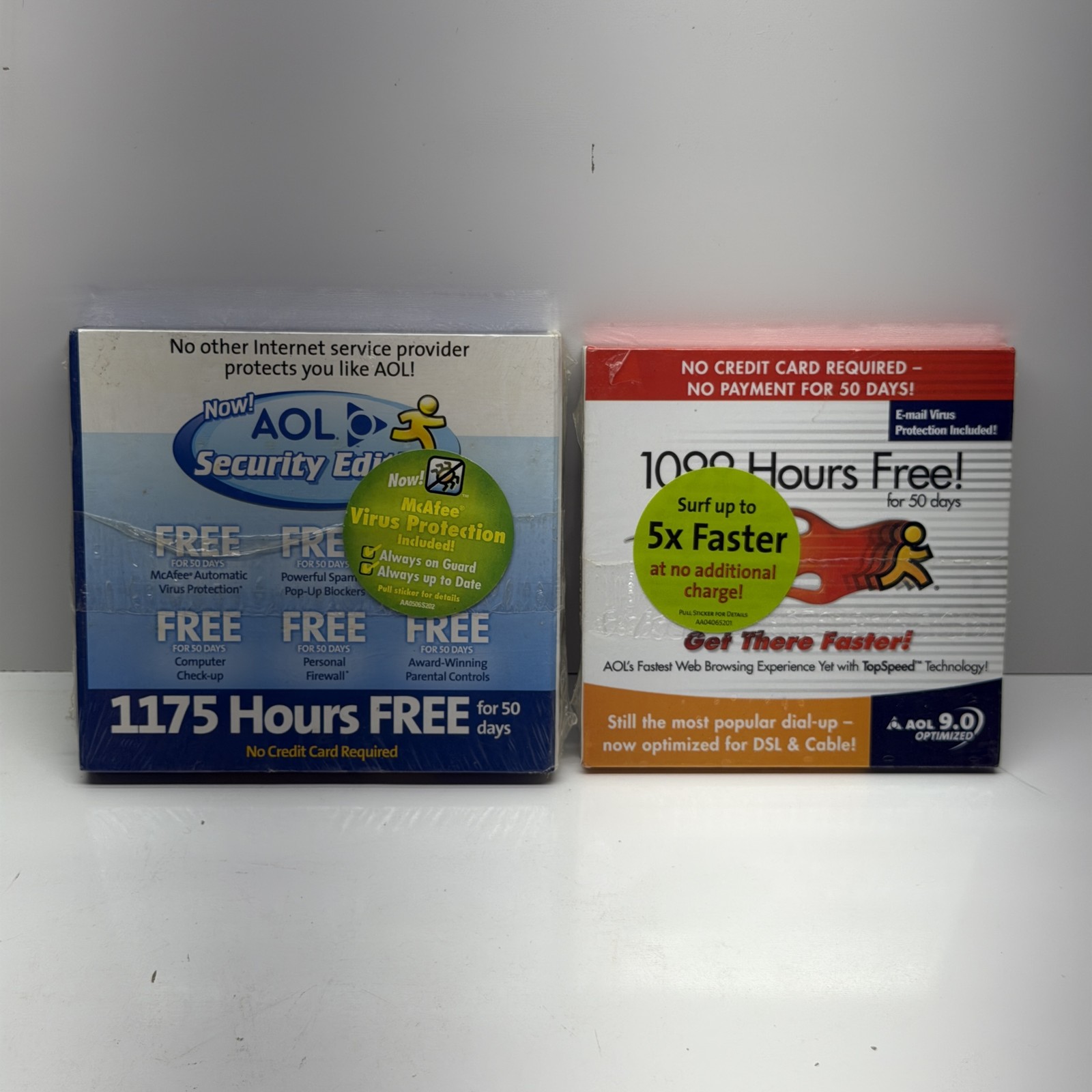 AOL Security Edition & 9.0 Optimized Software CD-ROM Lot - 1175 & 1000 Hours