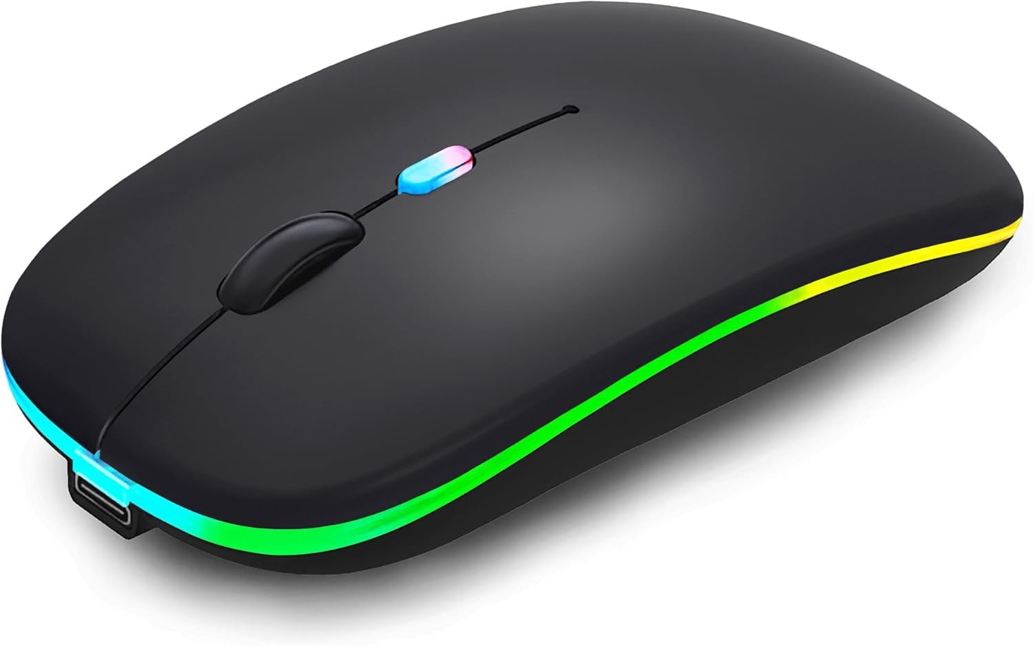 Wireless Bluetooth Mouse Rechargeable Laptop Mice with LED Lights Black01 